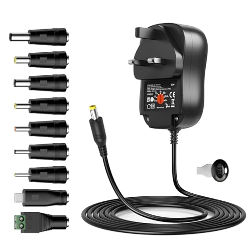 Outtag 45W Universal AC/DC Power Adapter 5V 6V 7.5V 9V 12V 13.5V 15V Power Supply for Household Devices CCTV Camera Tablet LED Light, 3A Max