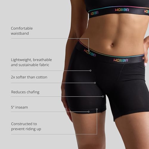 Image of Woxer Boxer Shorts for Women - 5 inch Baller Boy Shorts Underwear, Soft Modal, Chafe Free - Breathable & Moisture-Wicking