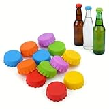 ZIOYANE Lot de 12 bouchons de bouteille colorés en silicone souple réutilisable pour bouteilles de bière, pots de lait et récipients en verre