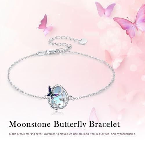 Image of Dragonfly Bracelet 925 Sterling Silver Butterfly Bracelet Adjustable Celtic Moon Bracelet Irish Celtic Jewelry Gifts for Women
