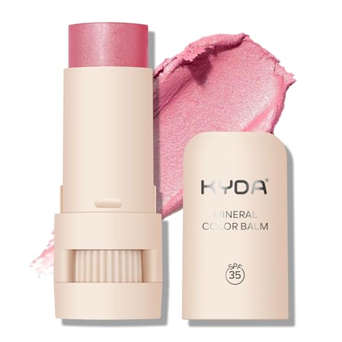 FREEORR Mineral Color Balm SPF 35 Multi Color Stick for Lips Cheeks& Eyes Blendable Creamy Lightweight Formula Buildable Shimmer Finish Multiuse Makeup Stick Pink