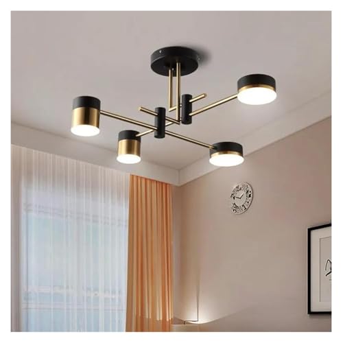 Plafonnier LED moderne noir à intensité variable 3 couleurs 4 têtes