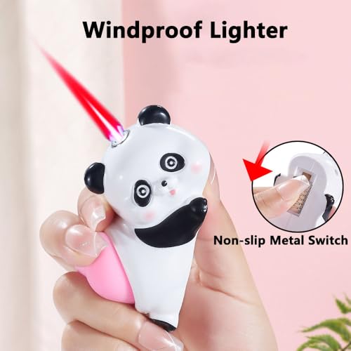 Encendedor antorcha ajustable Panda sin gas blanco miniatura 2