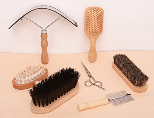 Horse Grooming Kit （10-Piece） With Tote，Horse Cleaning Tool Set With Assorted Hair And Curry Comb, Hoof Pick Sweat Scraper，Grooming Scissors，Portable Black Storage Bag，Riding Equipment For Beginners #TOP2