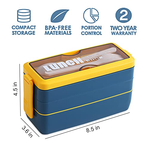 Bento Box Lunch Box, Iteryn 3-In-1 Compartment Containers - Wheat Straw, Leakproof Eco-Friendly Stackable Bento Lunch Box Meal Prep #TOP2