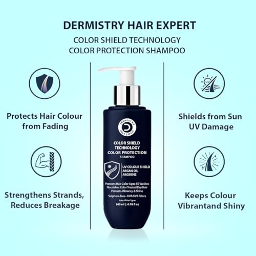 Image of Dermistry Color Shield Technology Hair Mask & Sulphate-Free Shampoo for Colour Protection for Coloured & Chemically Treated Hair with Argan Oil Arginine UVA UVB Filters Suits Dry Frizzy All Hair Types Men Women 400ml