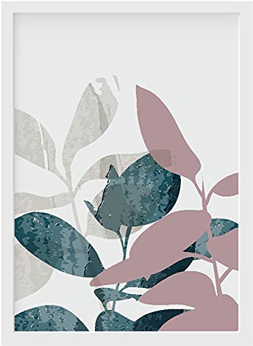 Image of GS DECOR Set of 4 Botanical Floral Design Wall Art 16 x 12 Inches | Aesthetic Pictures Wall Frames For Room Decor With Trendy Posters - White Frame | Ready To Hang