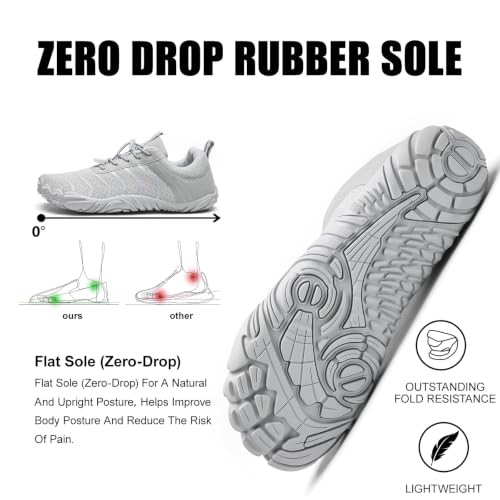 Image of Hiking Barefoot Shoes for Women Men Breathable & Non-Slip Athletic Barefoot Wide Toe Water Shoes Lightweight Perfect for Walking,Running,and Swimming