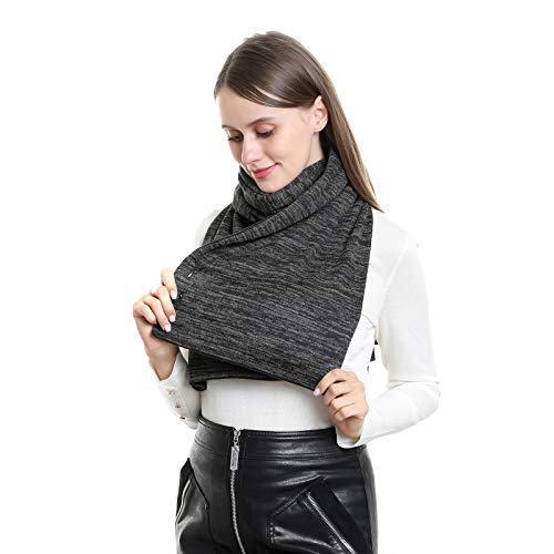 Unisex Winter Long Scarf with 2 Hidden Pockets Warm Outdoor Travel Adjustable Buttons Convertible Shawl Wrap4