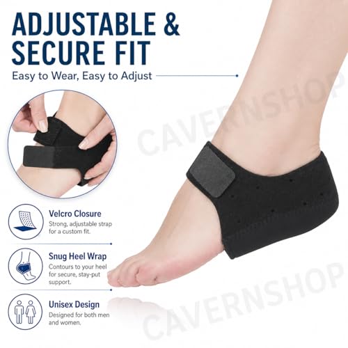 Image of Silicone Gel Heel Cups, Black, Men & Women | Soft Heel Cushion Pads, Breathable Design, Adjustable Heel Protector Support, For Daily Wear, Walking, Shoes & Foot Comfort