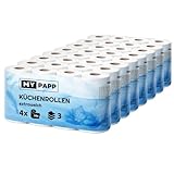 32 Küchenrollen – 3-lagig saugstark, 8×4 Rollen, 50 Blatt/Rolle – XXL Sparpack Haushaltsrollen Haushaltsrolle Papierhandtücher Küchenpapier Zellstoff weiß