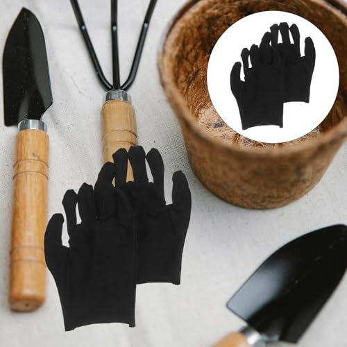 Guantes de seguridad contra cortes de algodón negro, paquete de 12 pares en talla M para industria 7