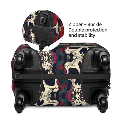 Floral Skulls Print Luggage Suitcase Cover Protector Luggage Washable Covers With Concealed Zipper4