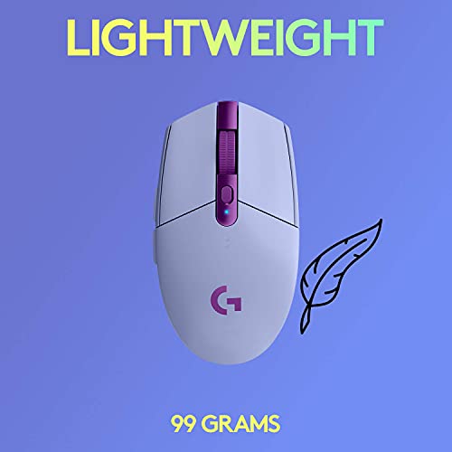 Image of Logitech G305 LIGHSTPEED Wireless Gaming Mouse, Hero 12K Sensor, 12,000 DPI, Lightweight, 6 Programmable Buttons, 250h Battery Life, On-Board Memory, PC /Mac - Lilac (Renewed)