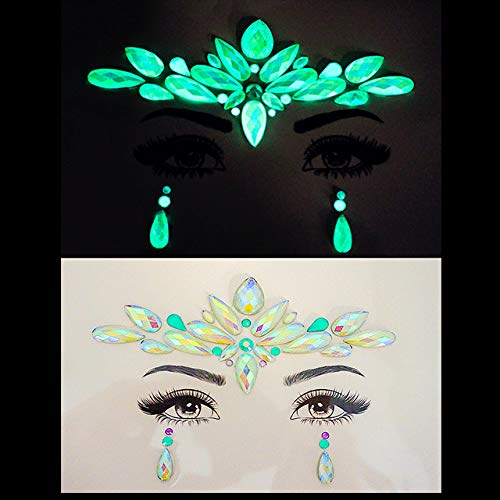 face jewels festival glow in the dark face gems pastie fluorescence crystals rhinestone sticker body jewelry for halloween rave party (TP362 cross)