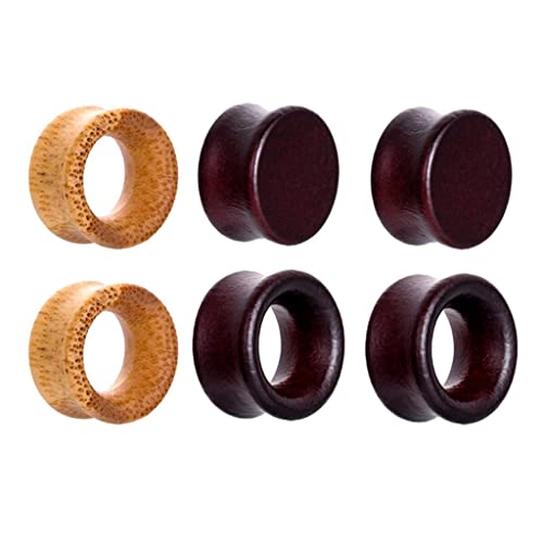 Calibres d'oreille en bois pour écarteur avec 3 paires de plugs organiques