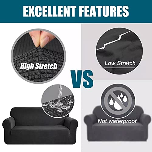 OKJK Funda Sofa Chaise Longue Impermeable elástica Forro Polar de maíz Telas Suaves y cómodas, Moderno Universal para Sala de Estar Fundas para Sofa, fácil de cuidar,Black,3-Seat 190-230cm - imagen 4