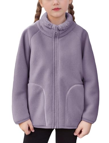 Happy Cherry - Kinder Fleecejacke Winter Warme Dicke Jacke Jungen Mädchen Winterjacke Langarm de Polar Stehkragen Kleinkind Kindermantel mit Reißverschluss für Outdoor Schule Sport - 110-116 - Lila