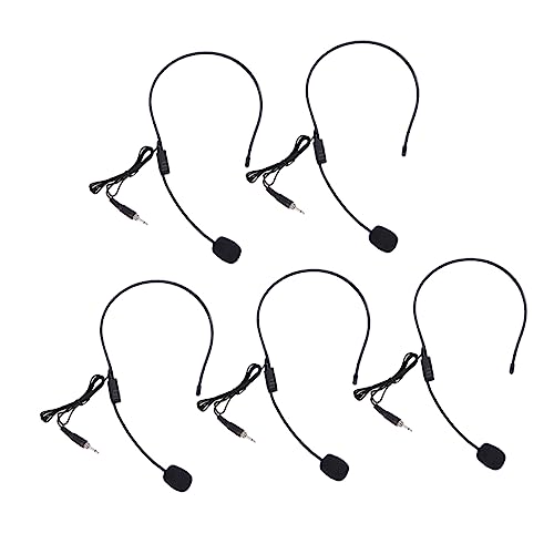 CIMAXIC 5Pcs Headset Microphone with Voice Amplifier for Teaching Performance and Accompaniment Singing Flexible Wired Instructor Mic for Family and Friends