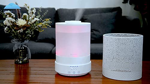 BlueHills Set of 2 Large 2500 ML Essential Oil Diffusers for Big Rooms – High Mist Output Humidifier with Decorative Covers – Great Gift