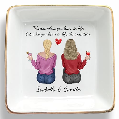WANDERPRINT Personalized Best Friend Jewelry Dish – Custom Names and