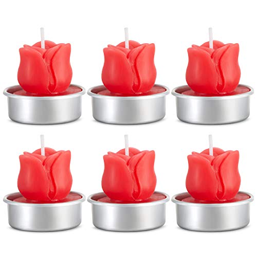 Romantic Rose Tealight Candles,Valentine's Day Party Gifts,6 Pieces Handmade Delicate Succulent Cactus Candles for Party Wedding Spa Home Decoration