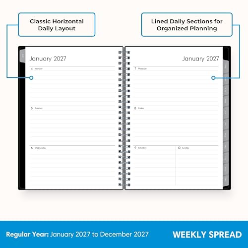 Image of Blue Sky 2027 Weekly and Monthly Planner Calendar Notes, Includes January 2027 - December 2027, 5.875 inch x 8.625 inch, Flexible Cover, Wirebound, 30 Extra Notes Sheets, Laminated Tabs, Enterprise