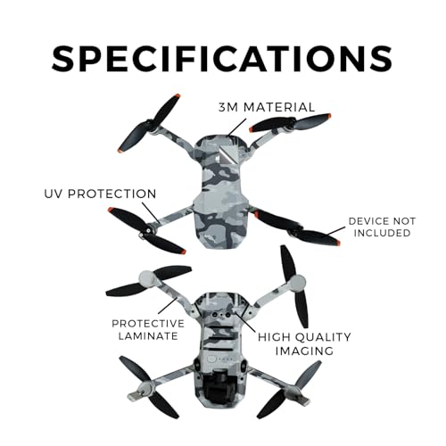 Skin Compatible with DJI Mini 4K - Gray Camouflage - Premium 3M Vinyl Protective Wrap Decal Cover - Easy to Apply | Crafted in The USA by MightySkins4