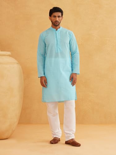 Image of Sojanya (Since 1958 Motifs Embroidered Thread Work Pure Cotton Straight Only Kurta