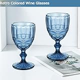 Wine Glasses Set of 6, 300 ml Vintage Red Wine Glasses, Glass Goblets Set, 10 Oz Crystal Wine Drinking Glasses, Wedding Glass Set, Cocktail Glasses for Home Restaurants, Party, Christmas, Clear Blue - Image 2