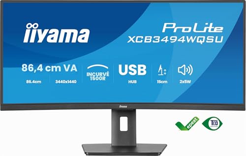 iiyama Prolite XCB3494WQSU-B1 34" VA CURVO UWQHD 120Hz USB-A Altavoces Altura Ajustable