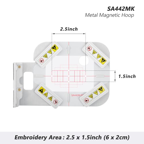 Image of Sew Tech Magnetic Embroidery Hoop for Brother PE900 PE800 SE1900 SE2000 PE770 NS1250E NS2750D NS2850D PE780D PE750D PE700 Innovis 1250 1200 Machine Babylock, 1 inchx2.5 inch Mighty Snap Magnet Frame