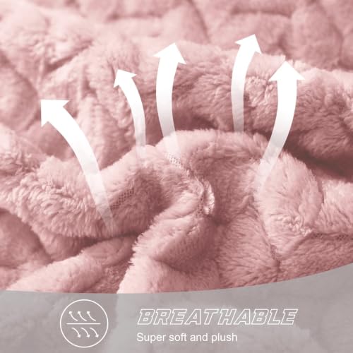Exclusivo Mezcla Manta Rosa Polvoriento de Fleece para Sofá Cama, 50x70 pulgadas miniatura 4