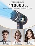 LANDOT Séchoir ionique haute vitesse pour un séchage rapide & Contrôle des frizzules - Professionnel 110000 RPM Séchoir à sourcils sans brosse, faible bruit, léger & Design compact pour la maison & Voyages