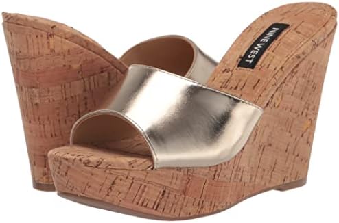 Nine West Women's HERDEN Wedge Sandal, Gold 710, 8 | Image 6