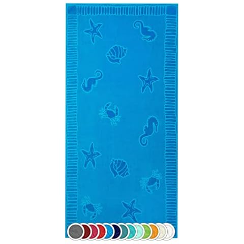 ZOLLNER Strandtuch groß 100x200 cm Strandlaken Baumwolle hellblau Cover