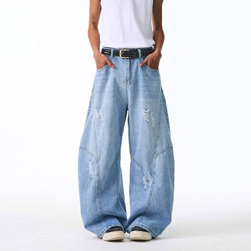 Men's Jeans Relaxed Fit Fashion Baggy Y2k Ripped Denim Pants Casual Wide Leg Cargo Trousers 90s Streetwear Sweatpant4