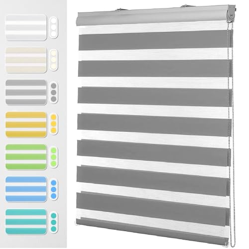Cortina Opaca Portátil 75 x 220 cm Guarda tu intimidad. Estor Plegable Estores para Ventanas con Cadena, para Puertas y Ventanas, Gris Claro