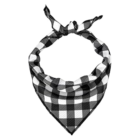 PoyPet Dog Bandana Plaid - Adjustable Triangle Pet Scarf - Washable Dogs Cats Kerchief (Grid) Cover