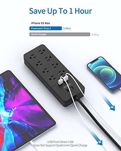 image for Surge Protector Power Strip Flat Plug - NTONPOWER 8 Widely Spaced Outl