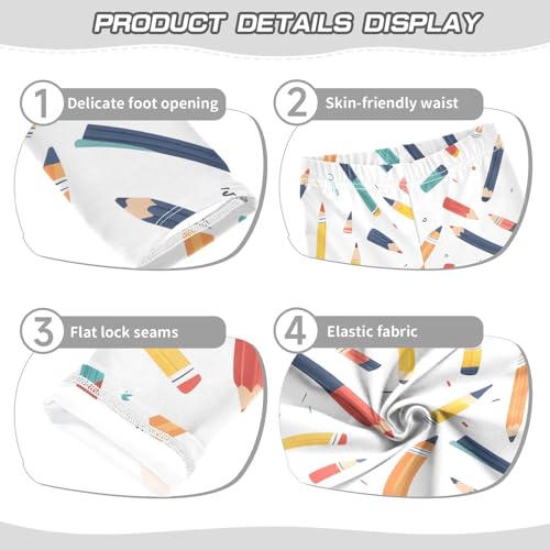 Pencil Pattern Girls Leggings Ultra Soft Compression Yoga Gym Pants for Kids 4-10T3