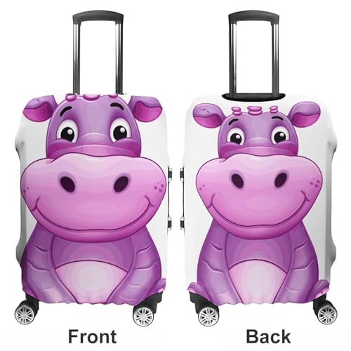 Cartoon Purple Hippo Luggage Cover, Washable Elastic Suitcase Cover Protector Fit 18-32 Inch Luggage3