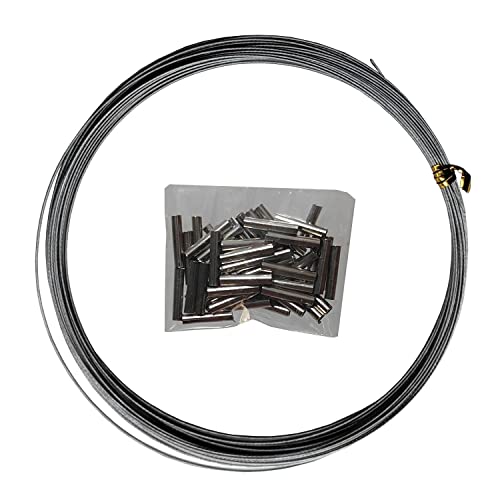 32.8ft/10metres 7 Strands Fishing Stainless Steel Wire Leader Super Soft Nylon Coated Fishing Leader with 50pcs Sleeves Stopper (10m-10LBS)