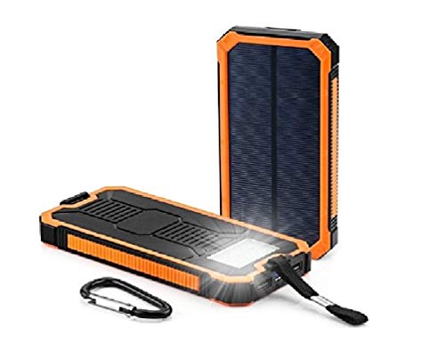 Dualpow Solar Chargers 30,000mAh, Portable Dual USB Solar Battery Charger External Battery Pack Phone Charger Power Bank with Flashlight for Smartphones Tablet Camera (Orange & Black)