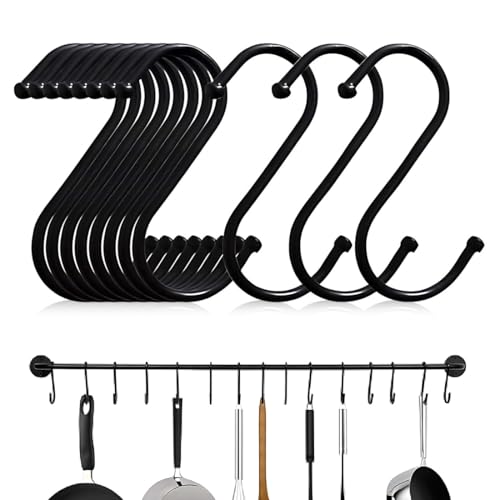 KYLOS 20 Crochets En S, Crochets En Métal Multifonctions Pour Cuisine Salle De Bain Chambre À Coucher Bureau Jardin (Noir Large)