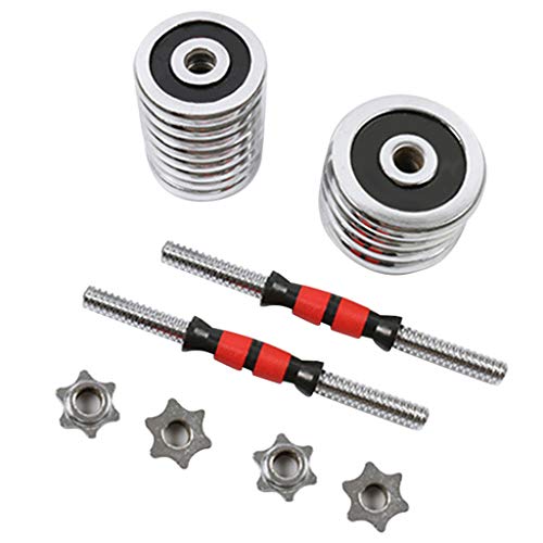 1 Pair 66LBS Adjustable Dumbbell Weight, Exercise Fitness Barbell Set, Heavy Dumbbells Weights, Free Weights 2-in-1 Set, All-Purpose, Home, Gym, Office (Silver, 66LBS)