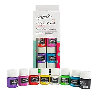 MONT MARTE Textile & Fabric Paint Set - 8 pieces x 20ml - Permanent Textile Paints - Ideal Colours for Clothing, Bags and all Fabrics