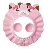 1 Pezzo cuffia da doccia per neonato – cappellino regolabile protezione solare per bambini e cuffia da bagno, adatta a proteggere occhi, orecchie e viso al lavaggio dei capelli (Rosa)