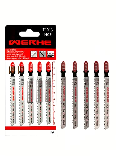 WERHE ® Professionnel - 5 x Lames de puzzle en bois - C 100mm T101B Fin - Couches épaisses de coupe rapide - compatible avec Bosch, Metabo, Milwaukee, Makita puzzles Cover