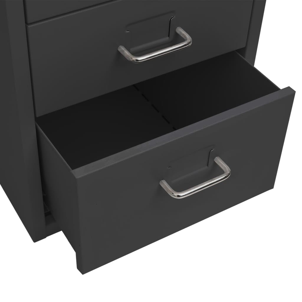 Mangloder Armadio con Ruote in Metallo Antracite, 28 x 41 x 69 cm, 6 Cassetti, Contenitore a Rotelle per Cartelle Sospese, Raccoglitore, Documenti, Ufficio, Home Office, Archiviazione, 4 Ruote